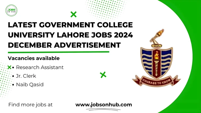 Government College University Lahore Jobs 2024