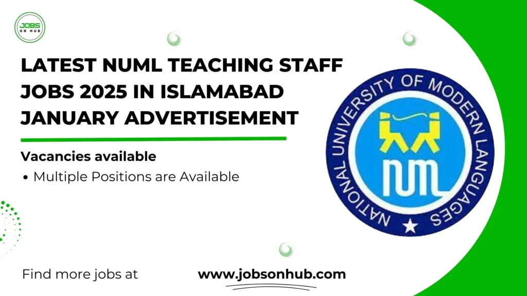 NUML Teaching Staff Jobs 2025